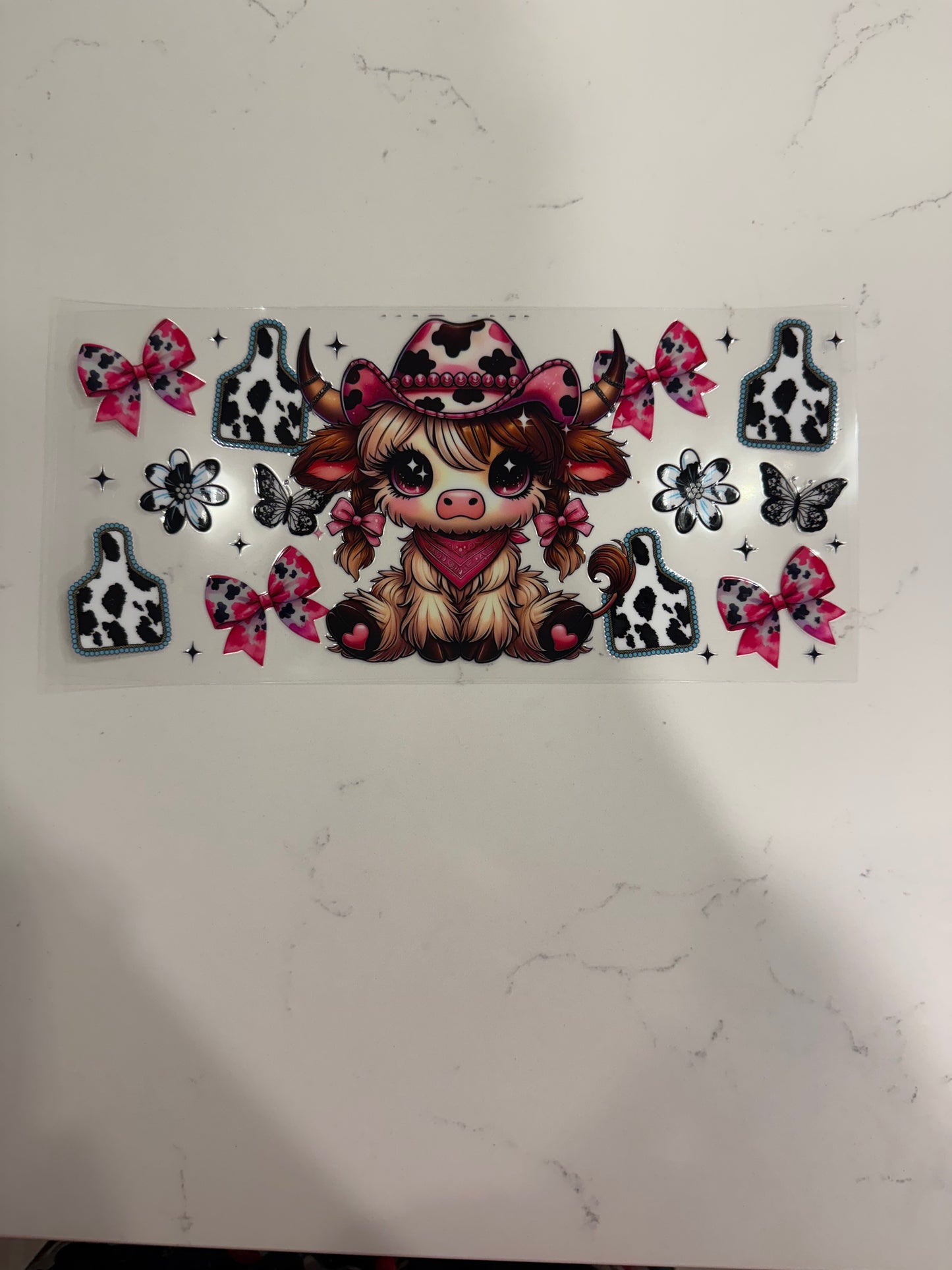 Pink Cowprint Highland Cow