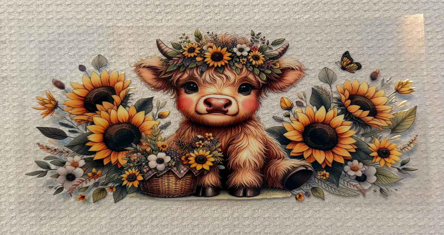 Sunflower Highland Cow