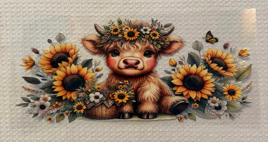 Sunflower Highland Cow