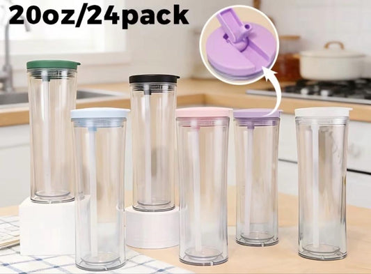 20 oz Acrylic Travel Tumbler (Colored Flip/Nozzle Lid)