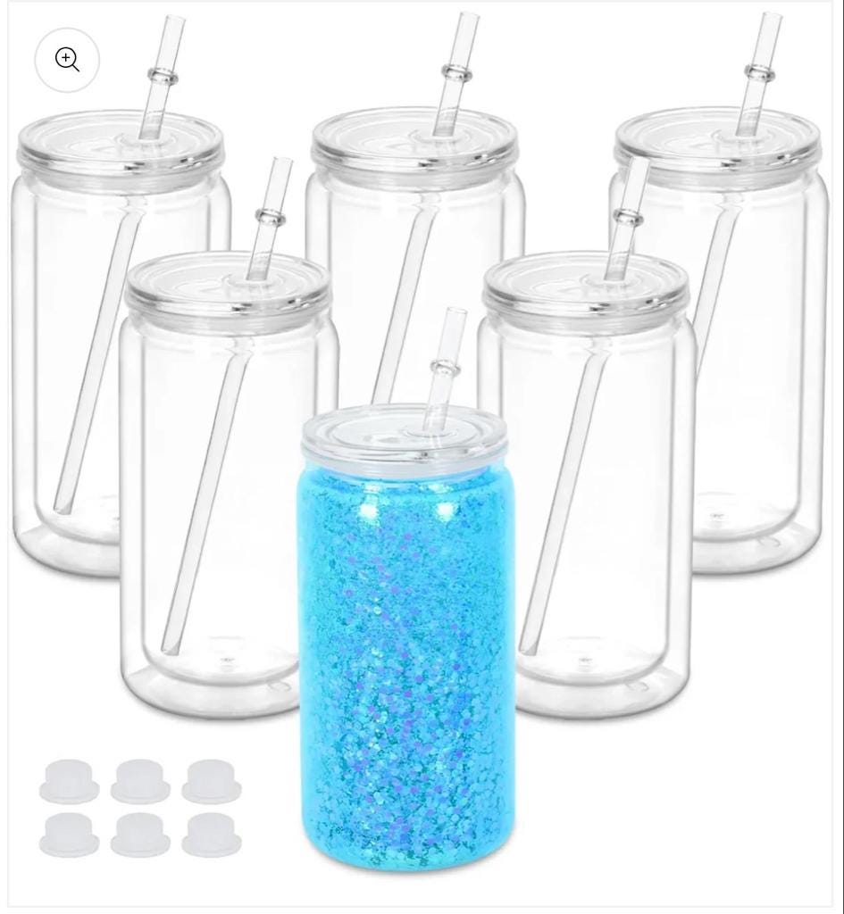16 oz Acrylic Snow Globe Tumbler (clear lid)