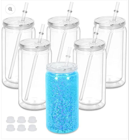 16 oz Acrylic Snow Globe Tumbler (clear lid)